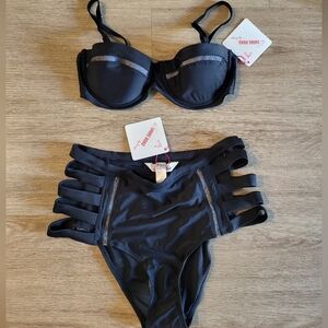 NWT ShoreRoad Push-Up Bikini Top (Small) High Waisted Bottoms (Medium)
